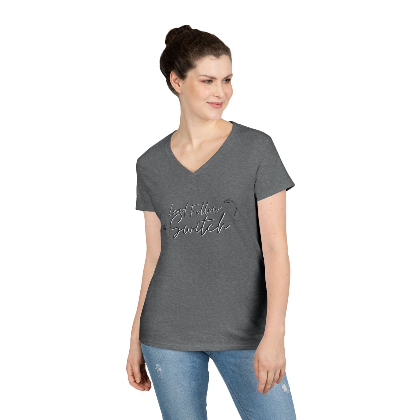 "Lead, Follow, Switch" v-neck - (woman's)