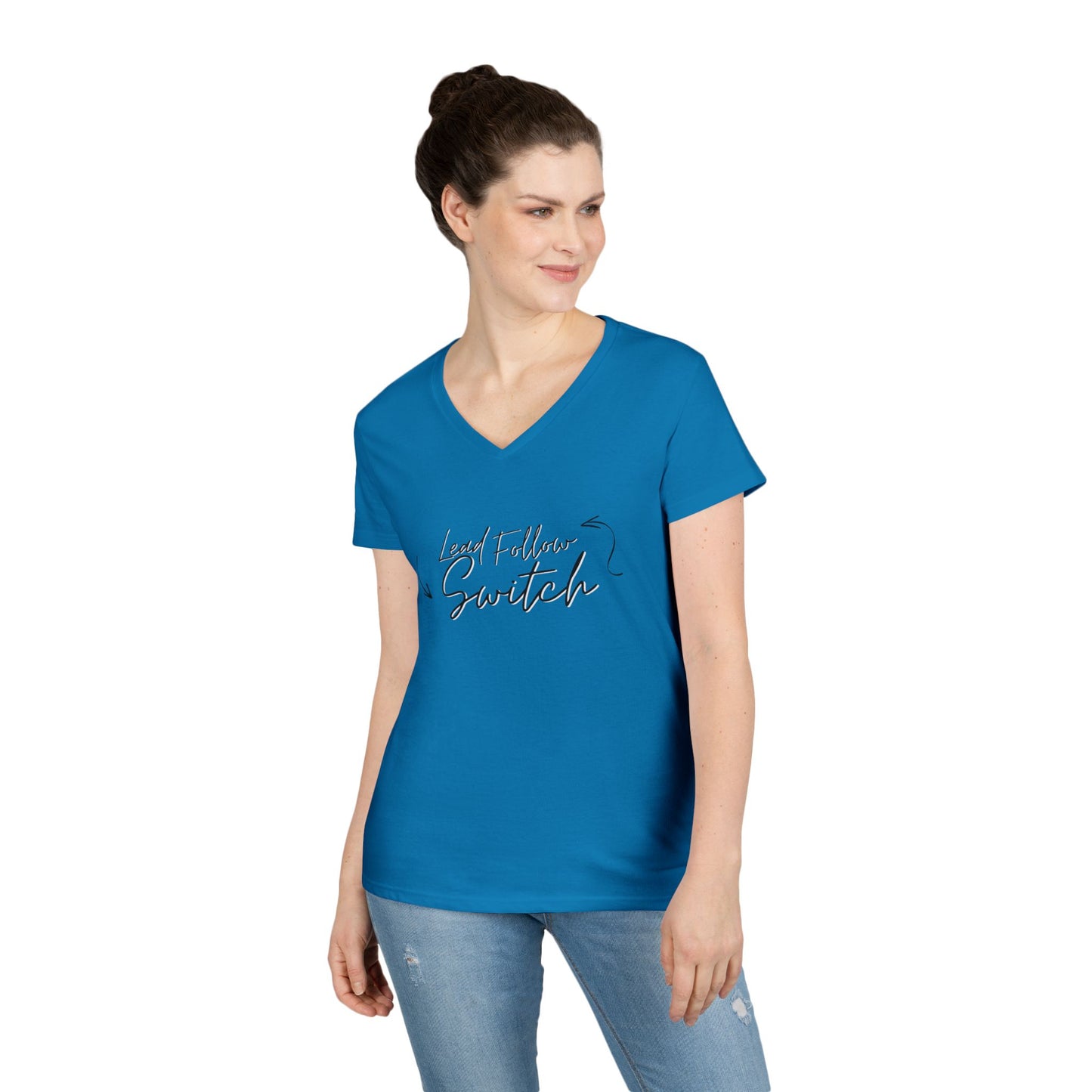 "Lead, Follow, Switch" v-neck - (woman's)