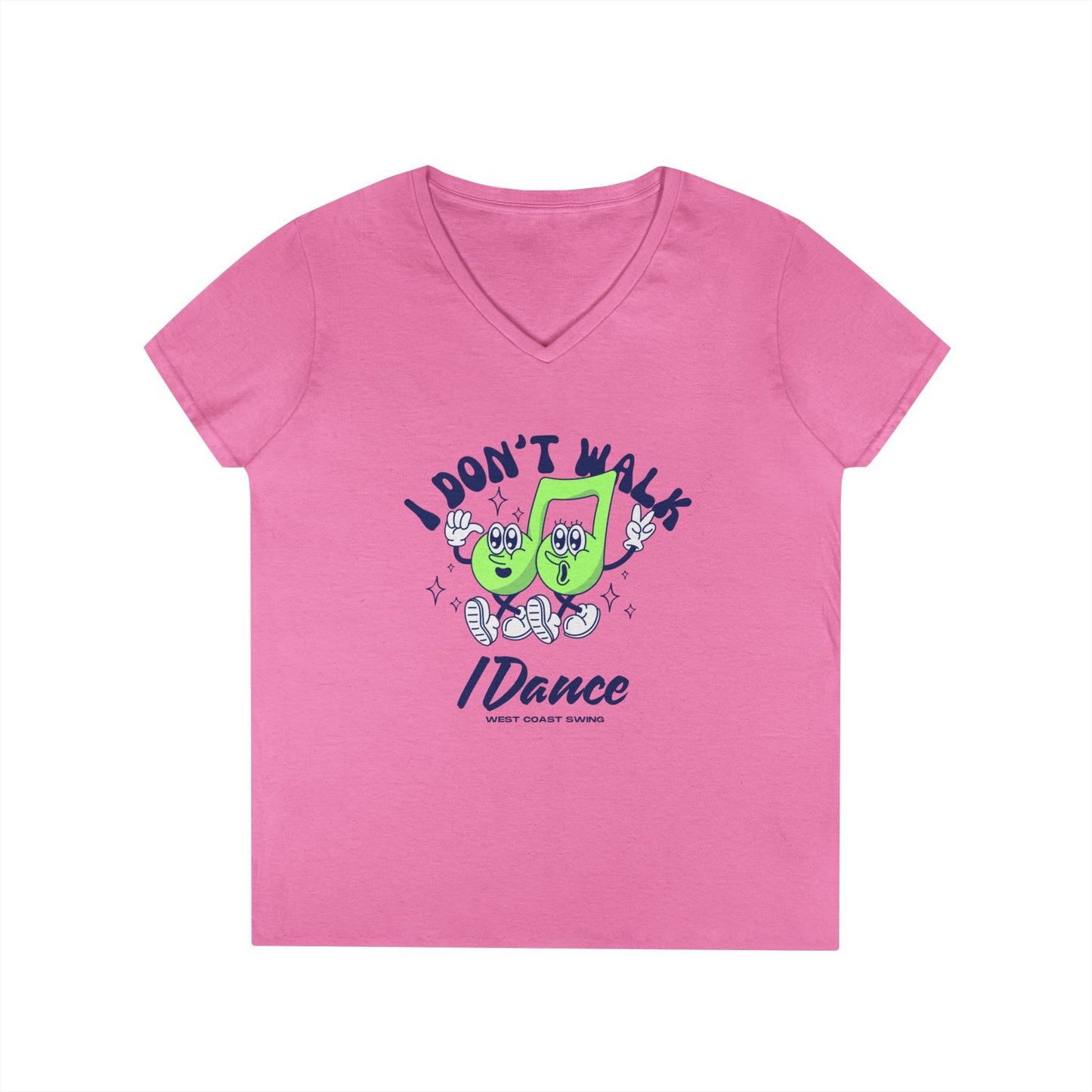 Retro "I Don't Walk, I Dance West Coast Swing" v-neck shirt (woman's)
