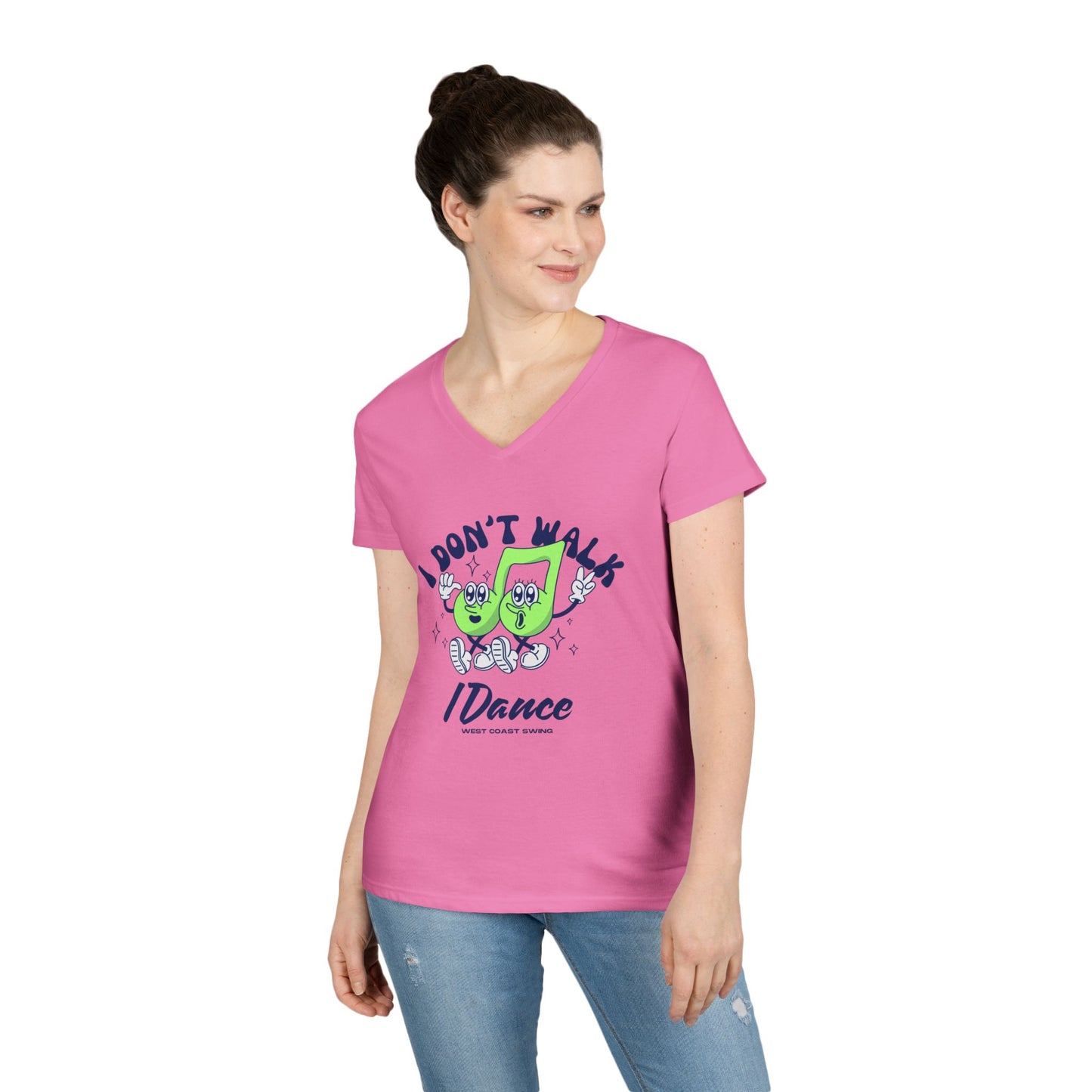 Retro "I Don't Walk, I Dance West Coast Swing" v-neck shirt (woman's)