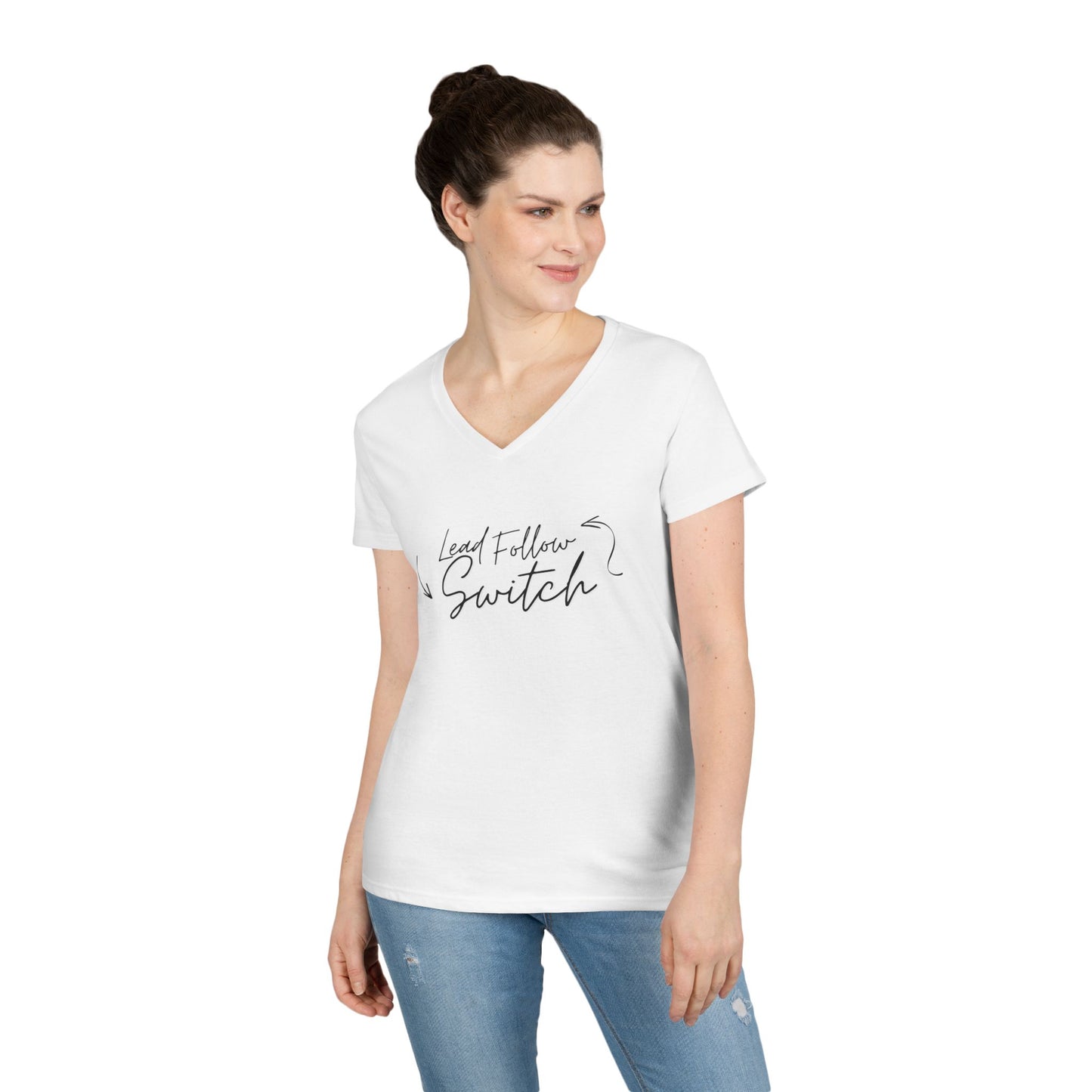 "Lead, Follow, Switch" v-neck - (woman's)