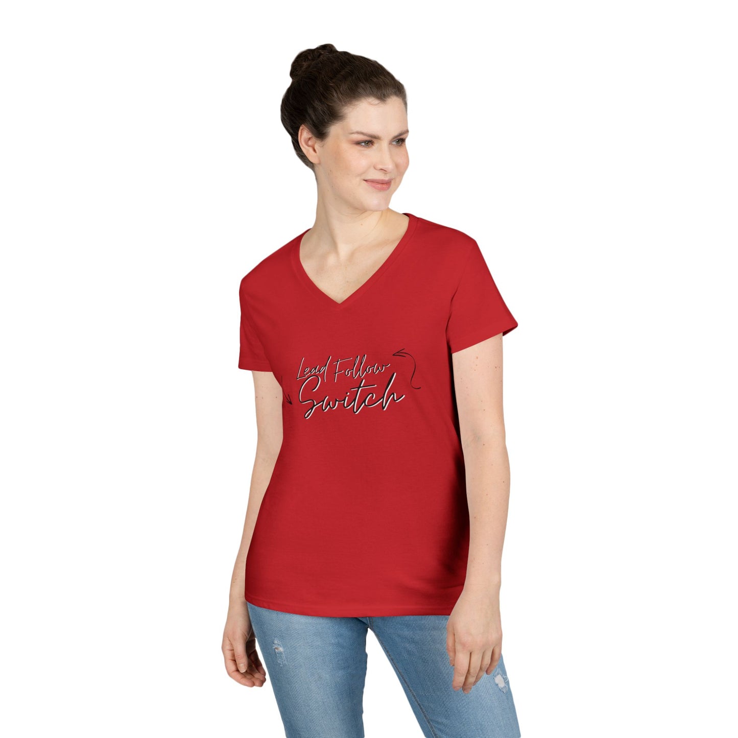 "Lead, Follow, Switch" v-neck - (woman's)