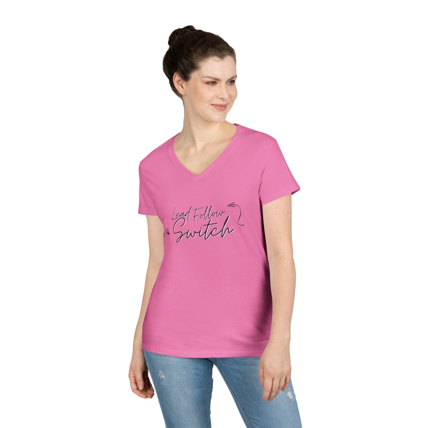 "Lead, Follow, Switch" v-neck - (woman's)