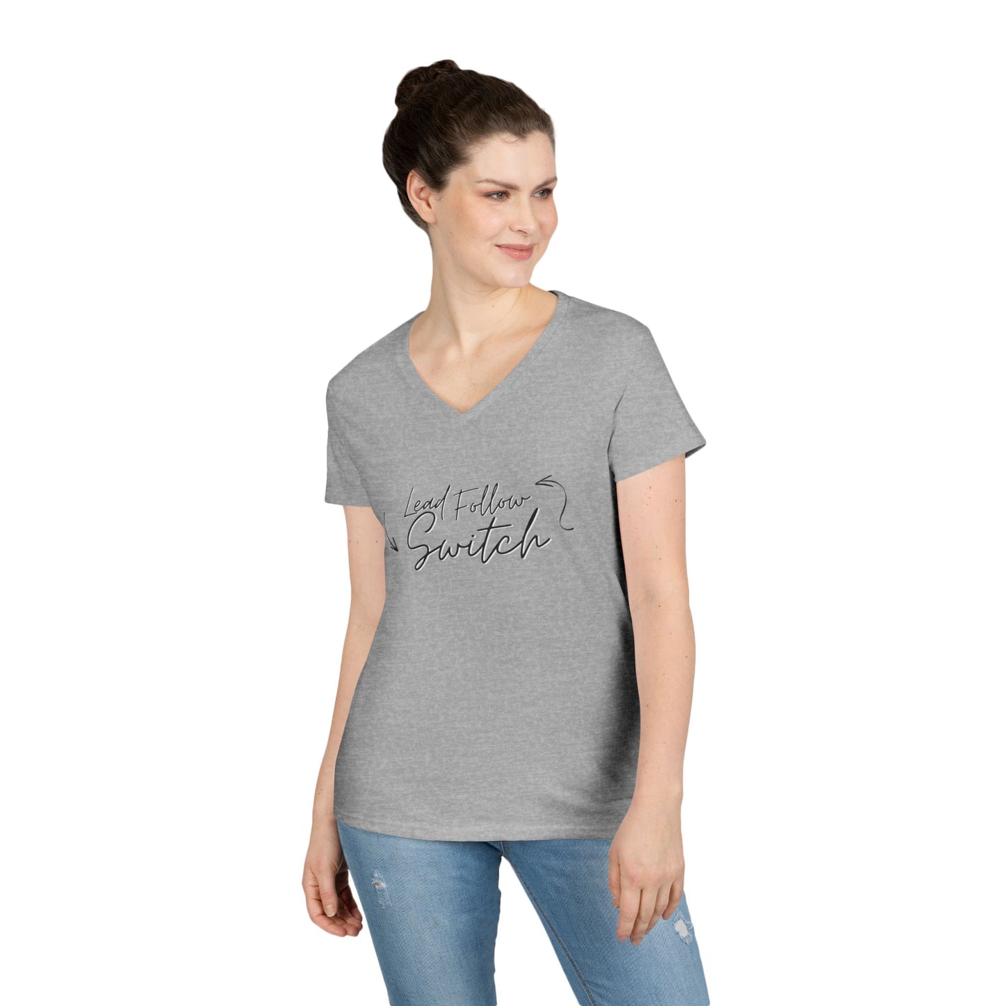 "Lead, Follow, Switch" v-neck - (woman's)