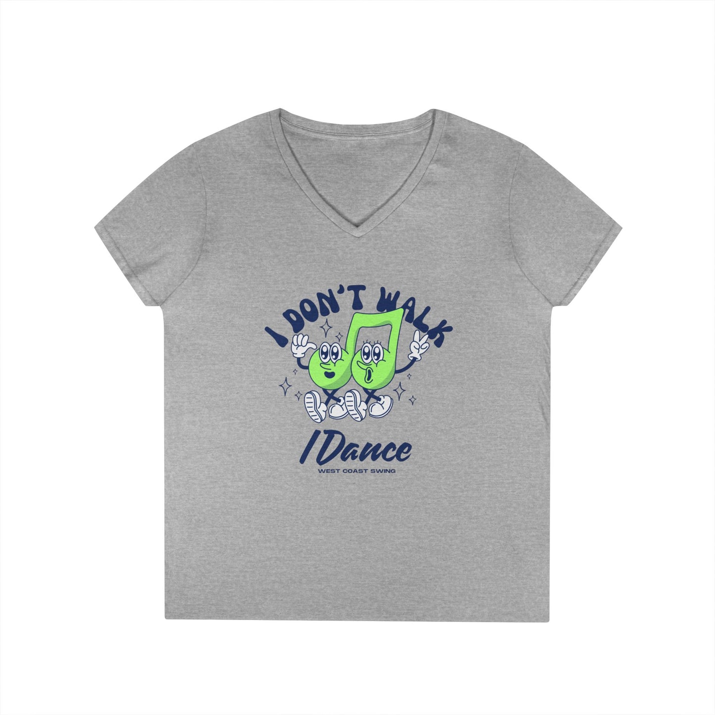 Retro "I Don't Walk, I Dance West Coast Swing" v-neck shirt (woman's)