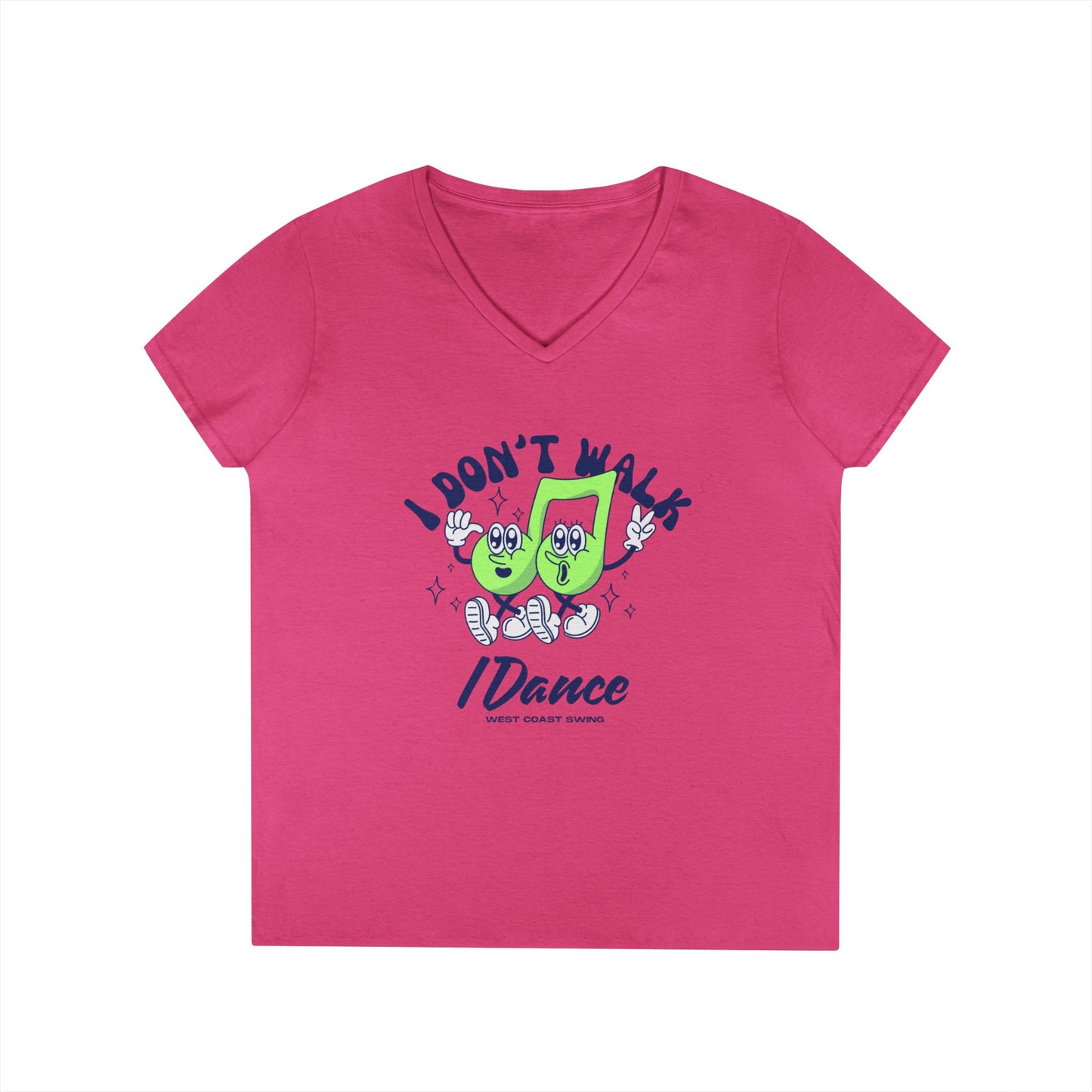 Retro "I Don't Walk, I Dance West Coast Swing" v-neck shirt (woman's)