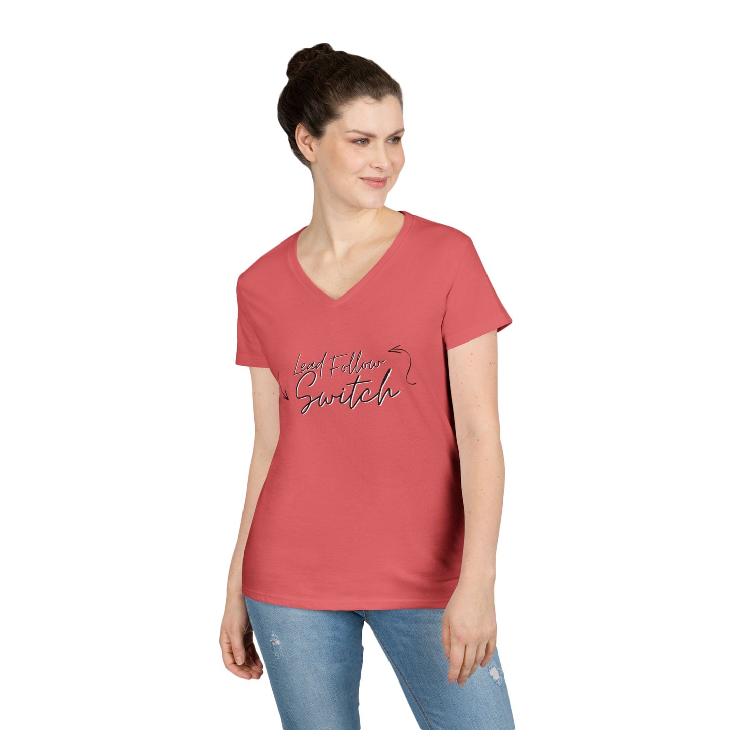 "Lead, Follow, Switch" v-neck - (woman's)