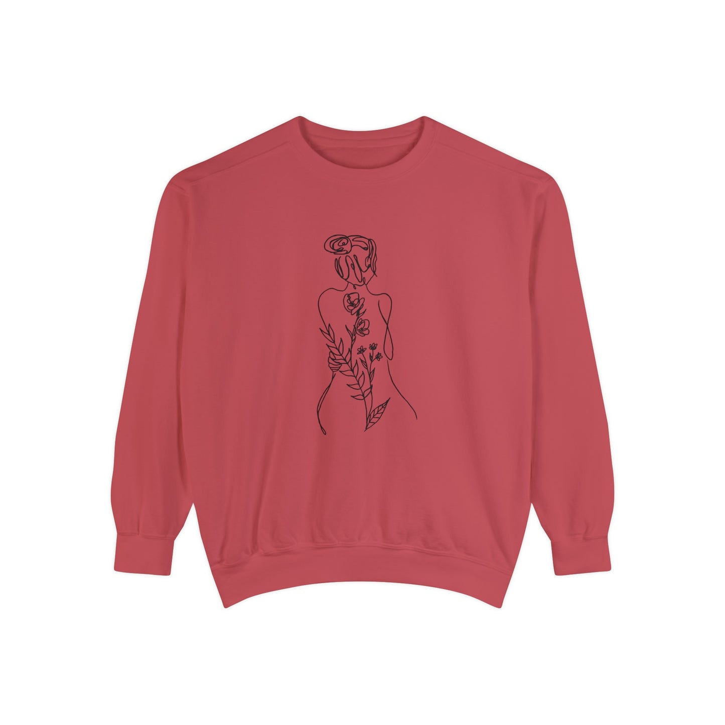 Female Line art - Floral Body - Women's Pullover Sweatshirt