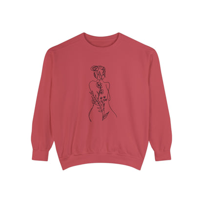 Female Line art - Floral Body - Women's Pullover Sweatshirt