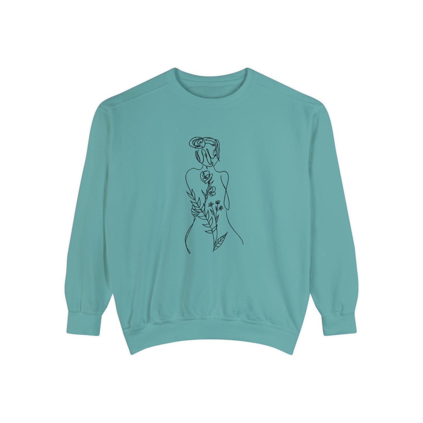 Female Line art - Floral Body - Women's Pullover Sweatshirt