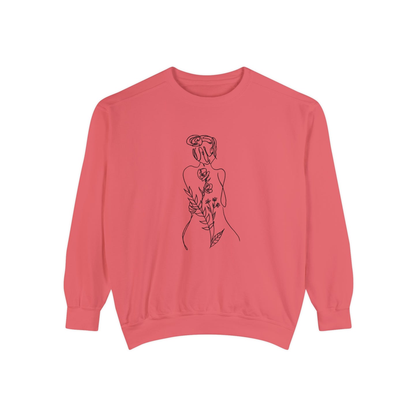 Female Line art - Floral Body - Women's Pullover Sweatshirt