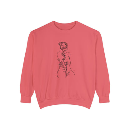 Female Line art - Floral Body - Women's Pullover Sweatshirt