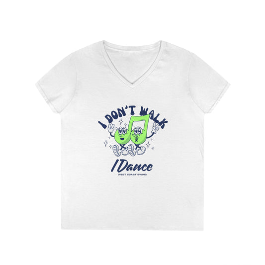 Retro "I Don't Walk, I Dance West Coast Swing" v-neck shirt (woman's)