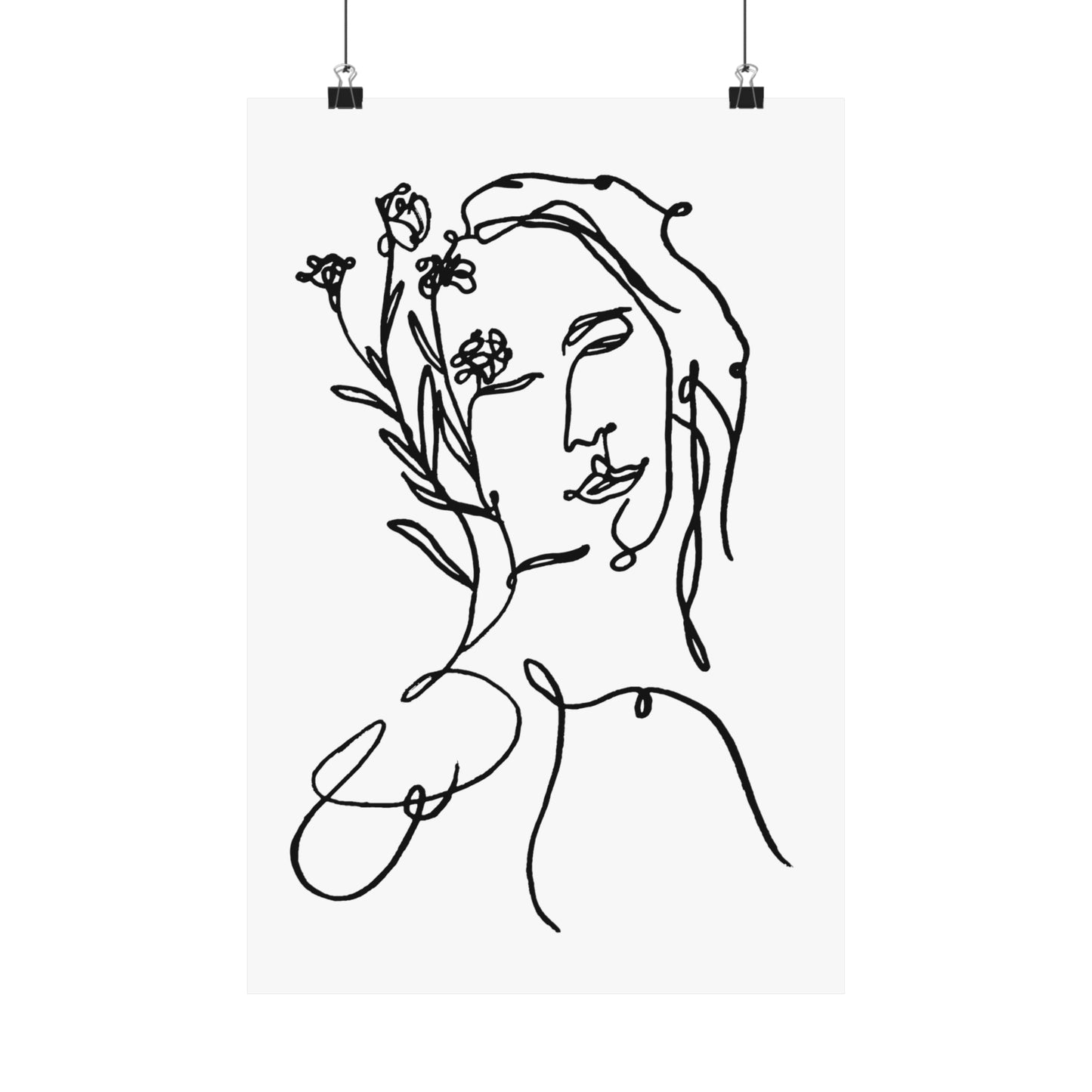 Feminine line art - Floral Beauty - Matte Poster