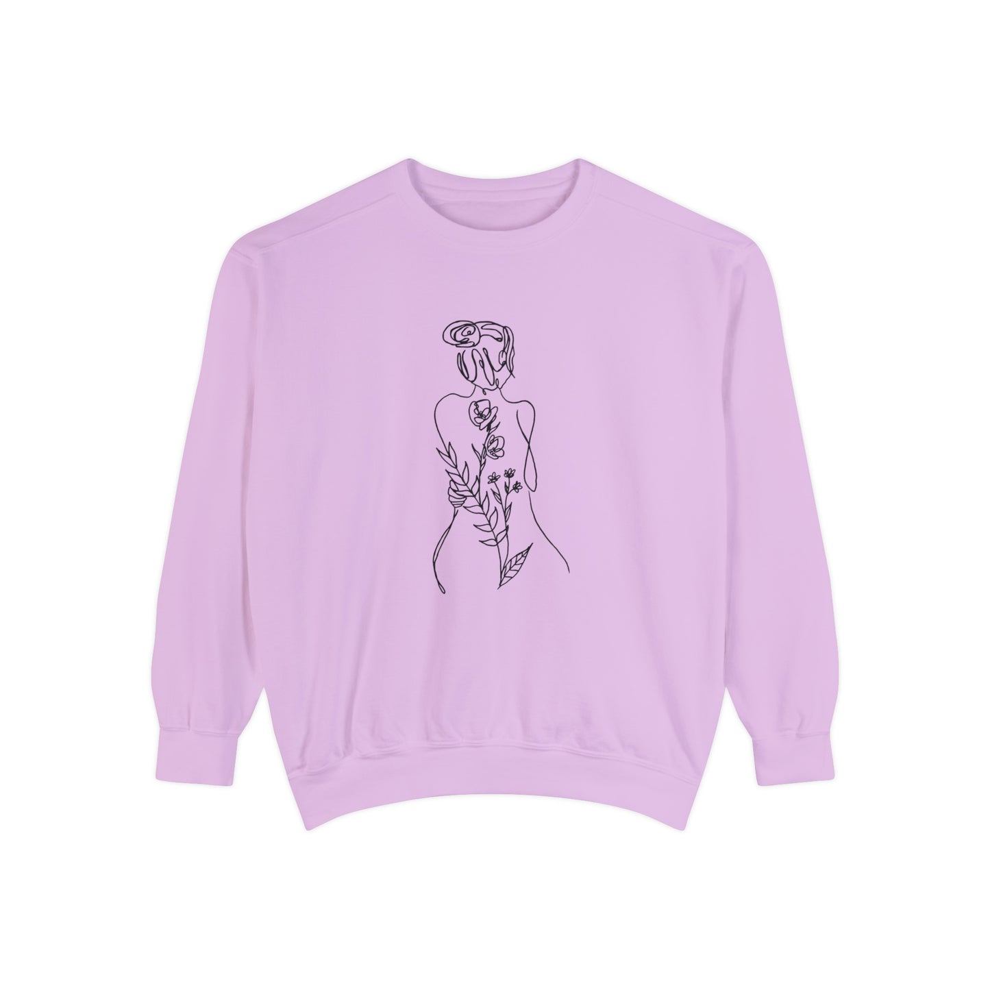 Female Line art - Floral Body - Women's Pullover Sweatshirt