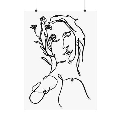 Feminine line art - Floral Beauty - Matte Poster