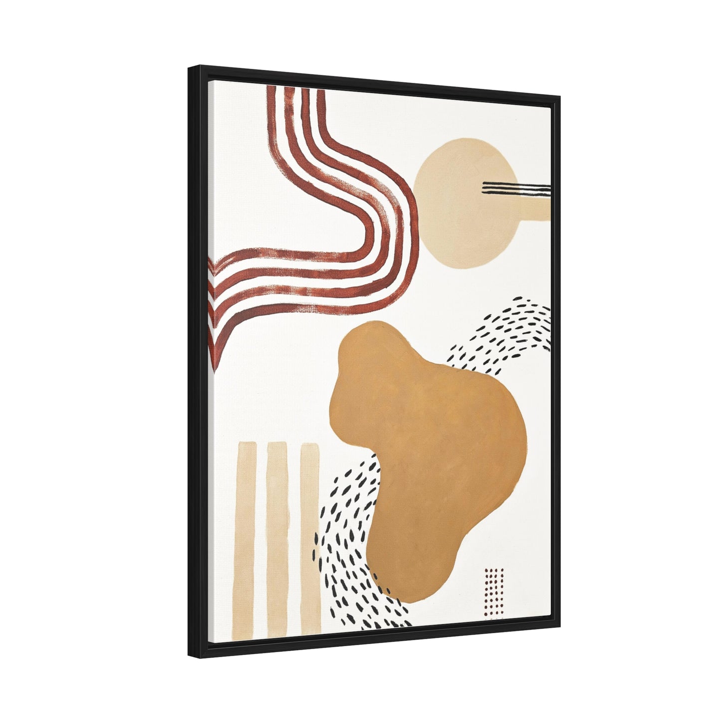 Abstract Boho Vertical Print on Canvas with Frame