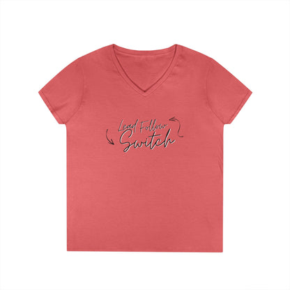 "Lead, Follow, Switch" v-neck - (woman's)