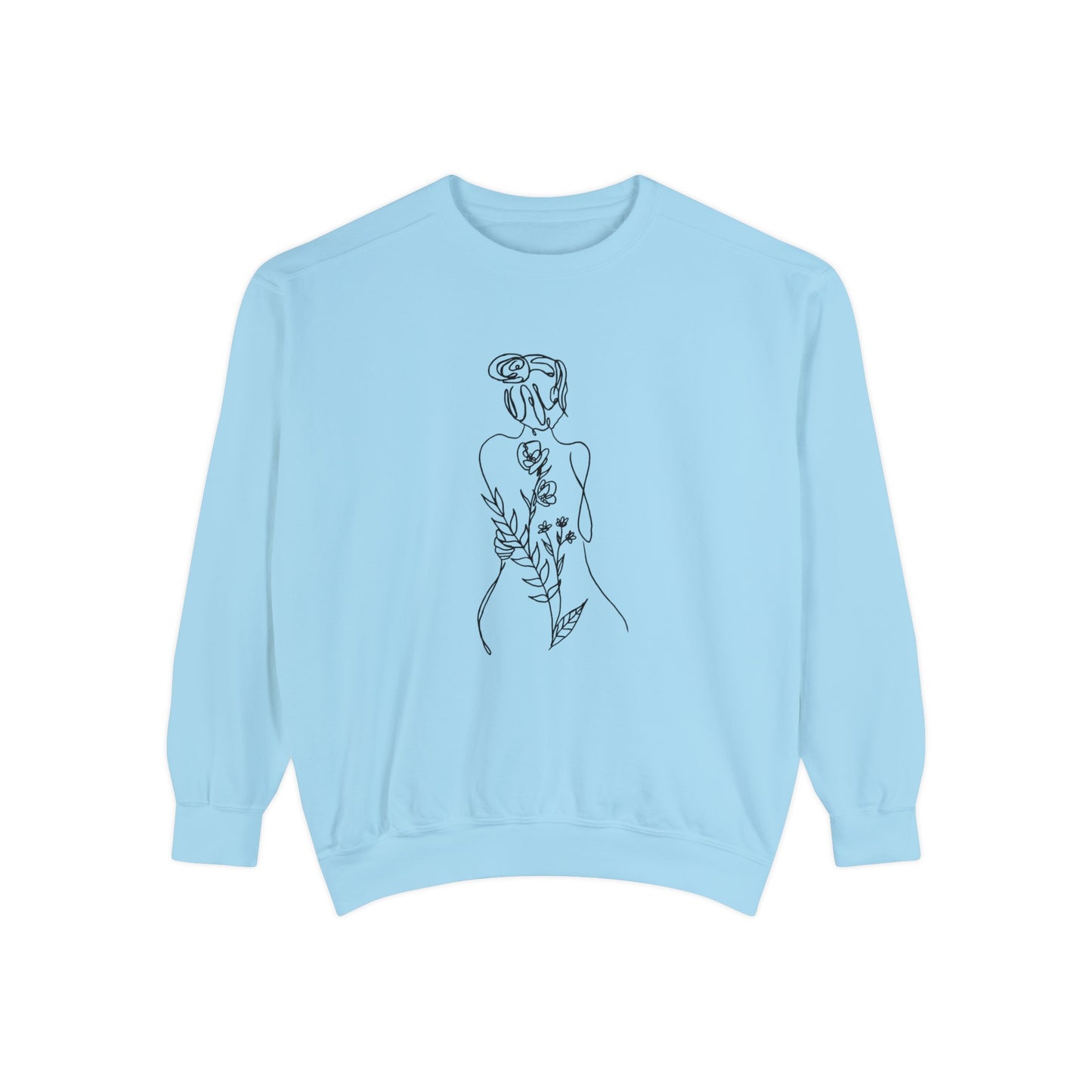 Female Line art - Floral Body - Women's Pullover Sweatshirt