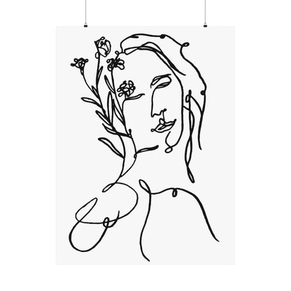 Feminine line art - Floral Beauty - Matte Poster