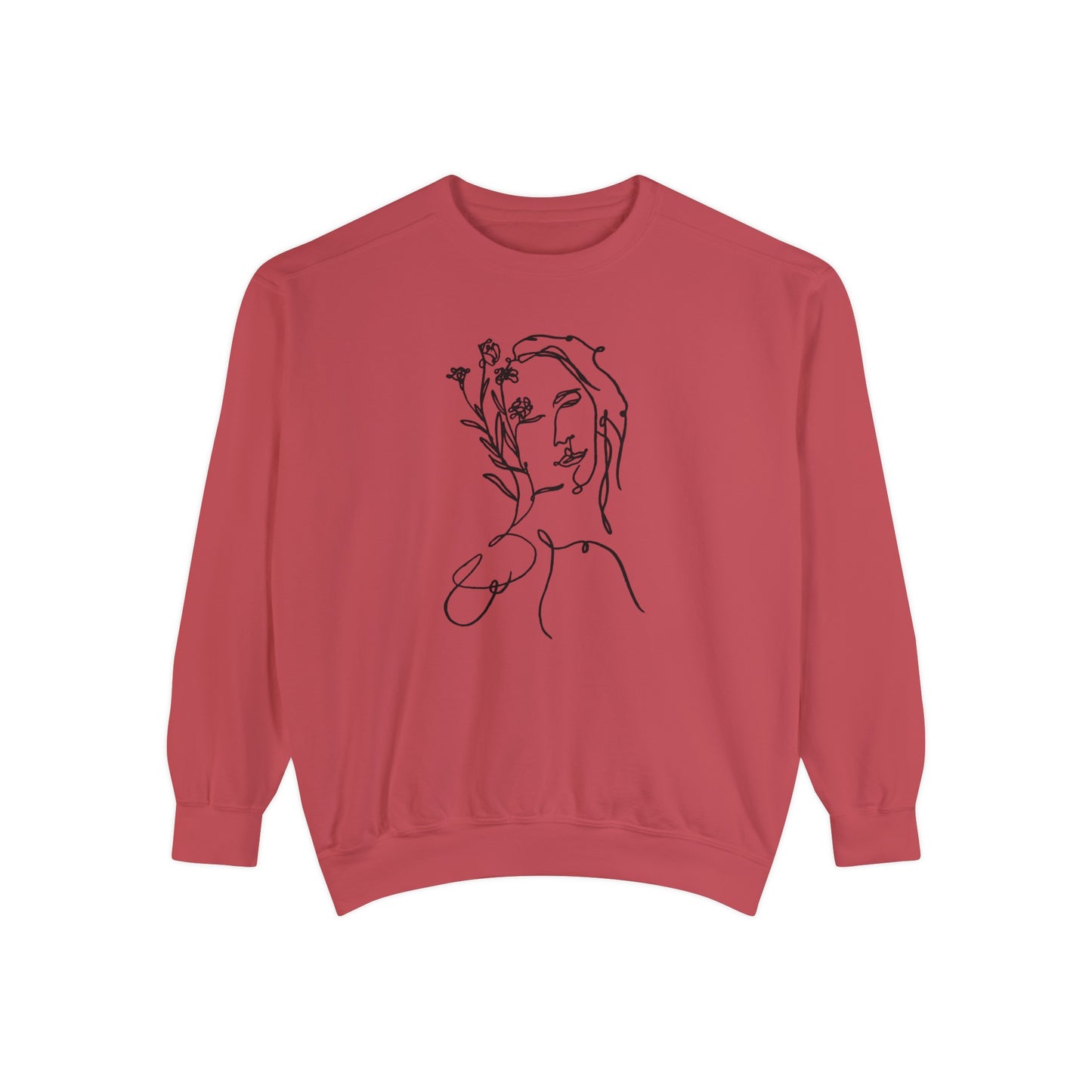 Female Line art - Floral Face - Pullover Sweatshirt