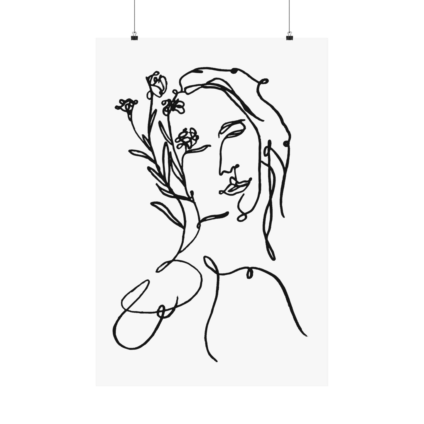 Feminine line art - Floral Beauty - Matte Poster