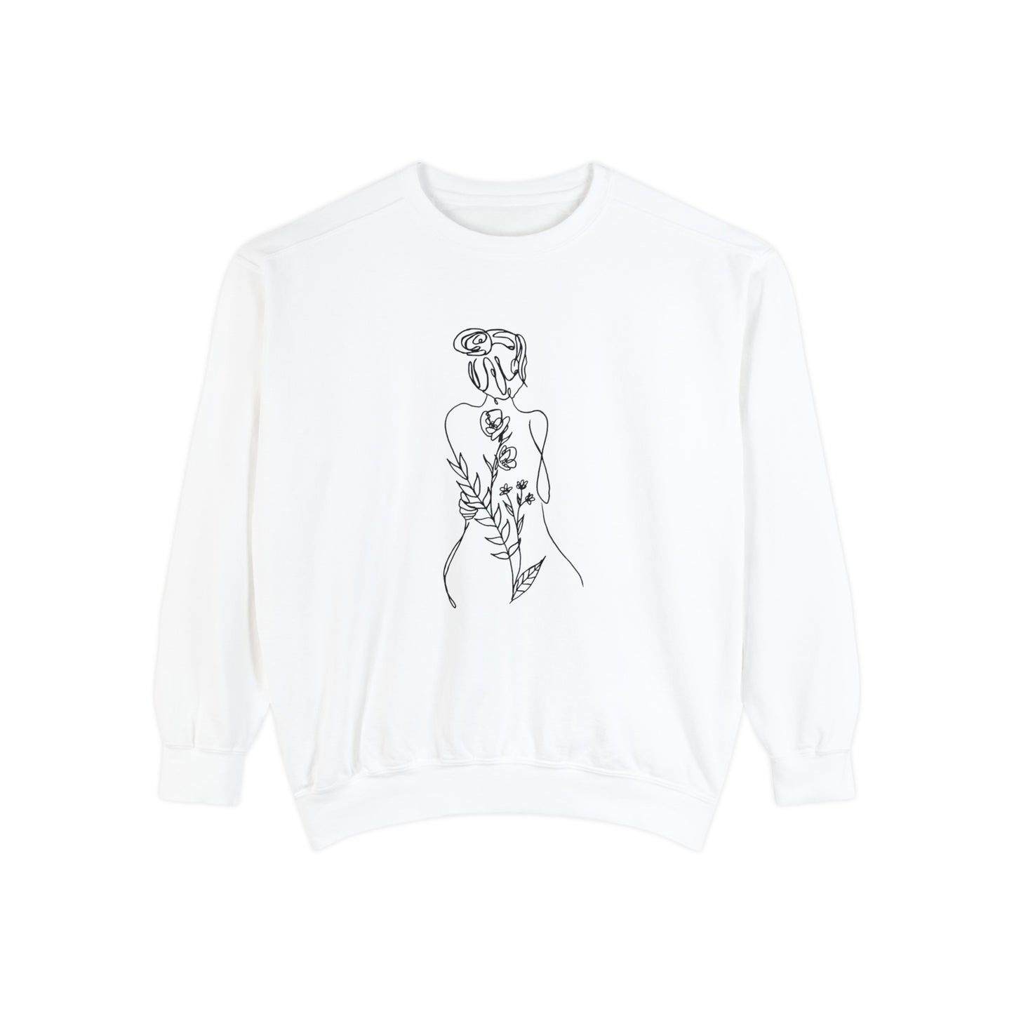 Female Line art - Floral Body - Women's Pullover Sweatshirt