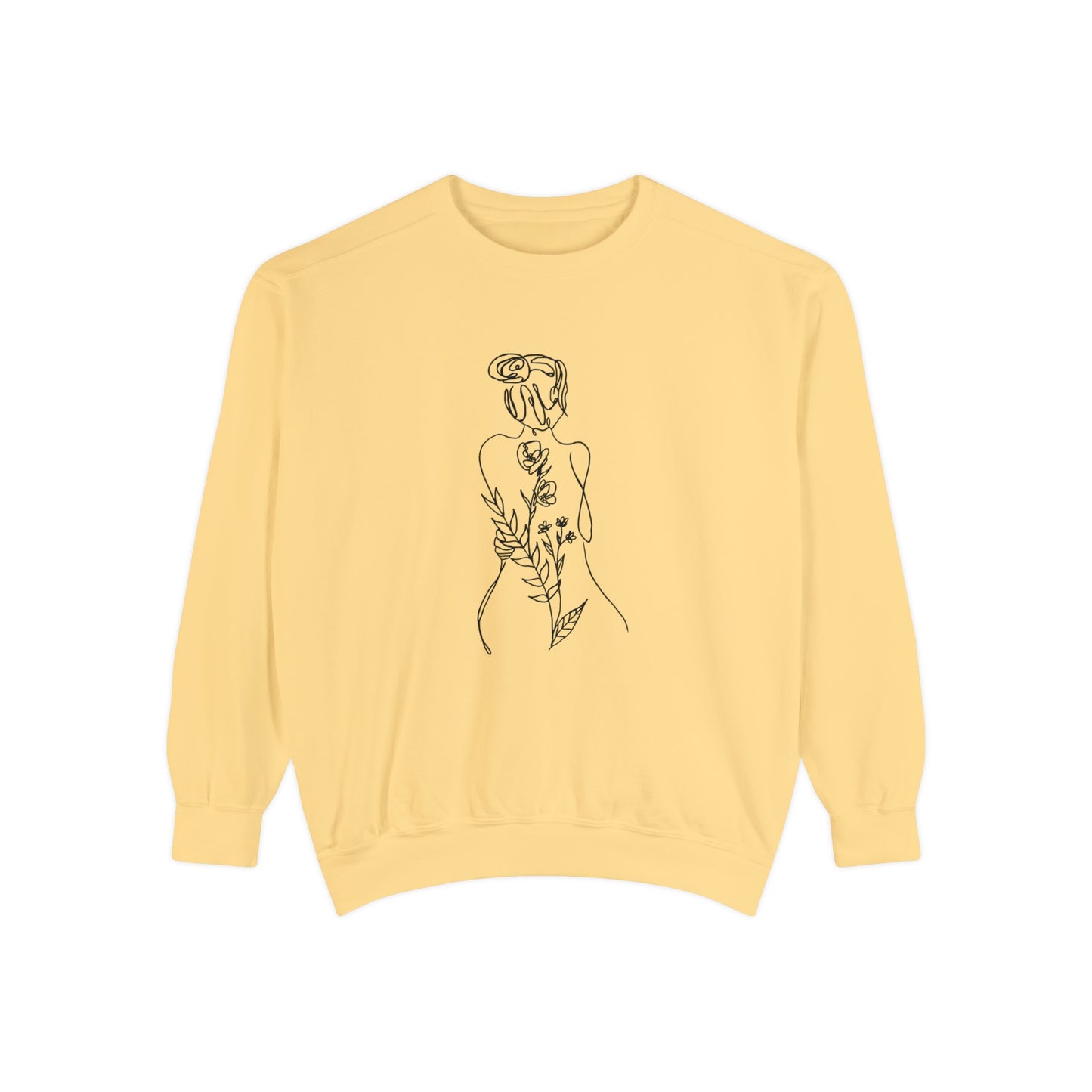 Female Line art - Floral Body - Women's Pullover Sweatshirt