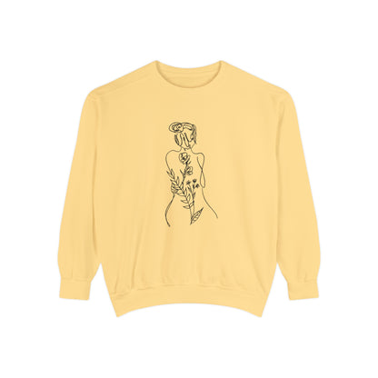 Female Line art - Floral Body - Women's Pullover Sweatshirt