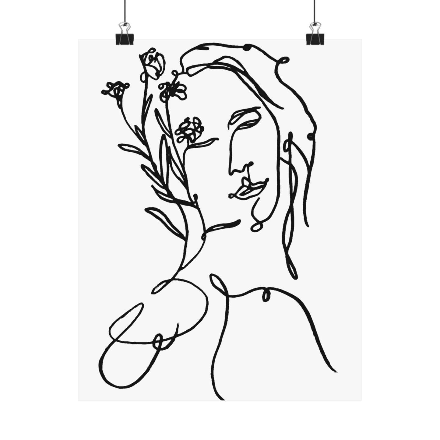 Feminine line art - Floral Beauty - Matte Poster