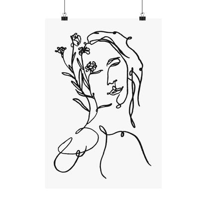 Feminine line art - Floral Beauty - Matte Poster