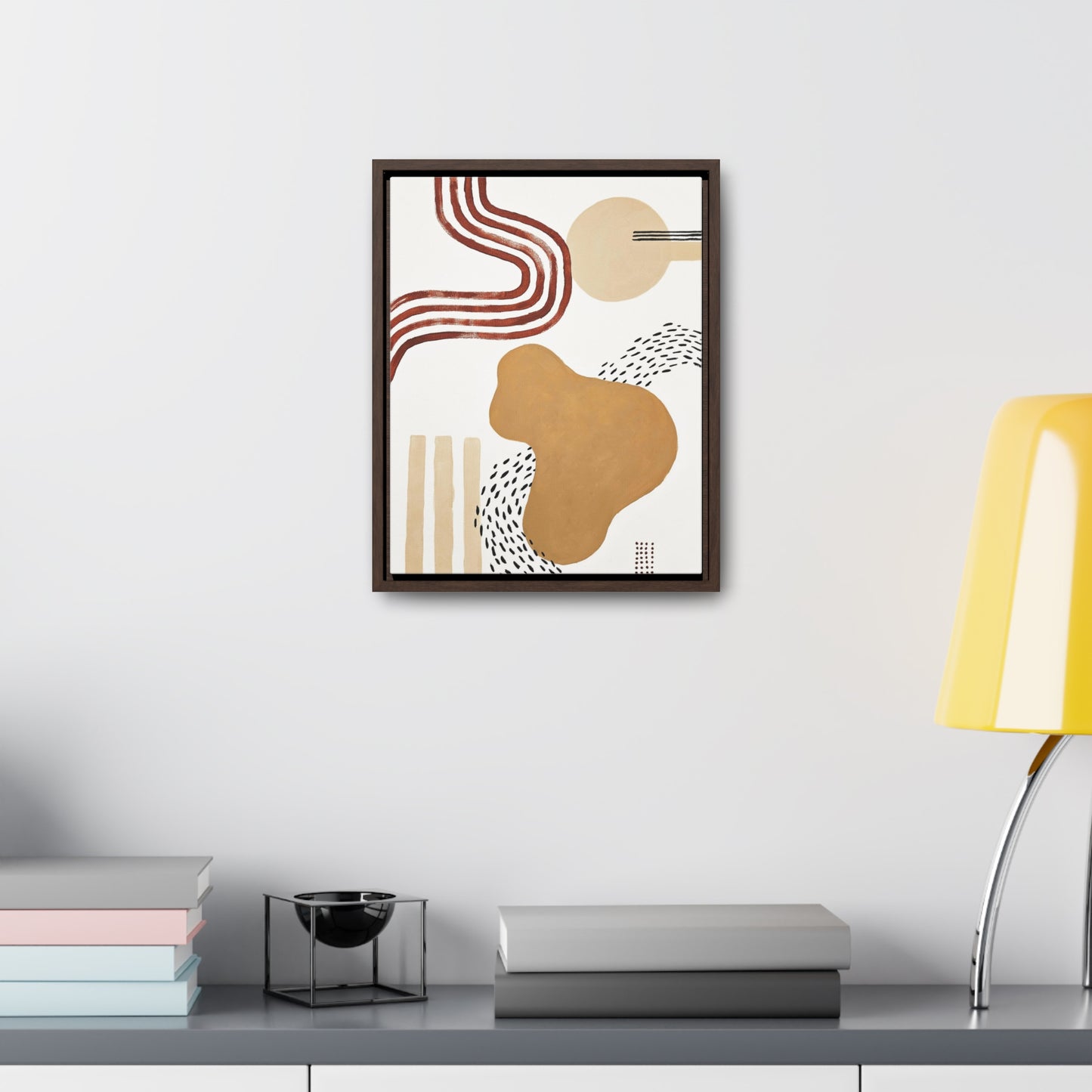 Abstract Boho Vertical Print on Canvas with Frame