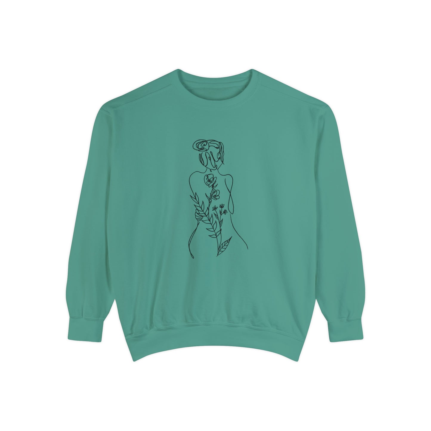 Female Line art - Floral Body - Women's Pullover Sweatshirt