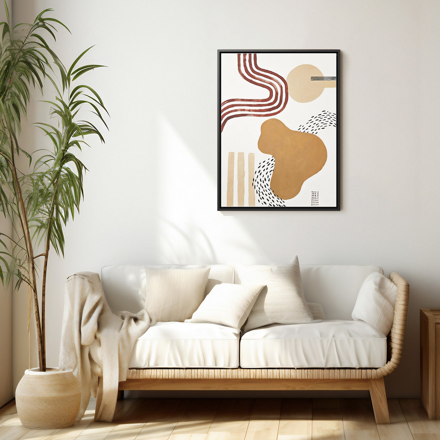 Abstract Boho Vertical Print on Canvas with Frame